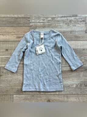 NWT Kate Quinn Organic Cotton Blue Pointelle Top Size 5